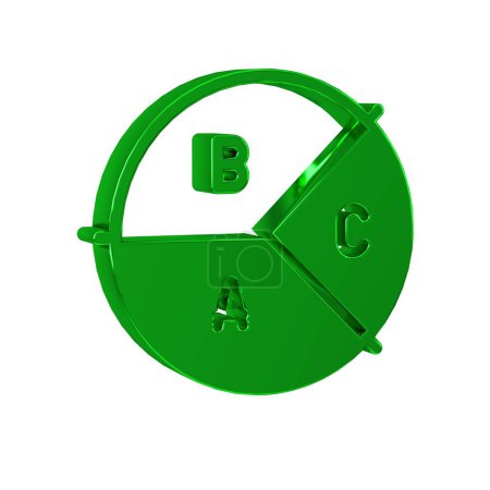 Photo for Green Pie chart infographic icon isolated on transparent background. Diagram chart sign. . - Royalty Free Image