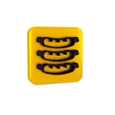 Photo for Black Sausage icon isolated on transparent background. Grilled sausage and aroma sign. Yellow square button.. - Royalty Free Image