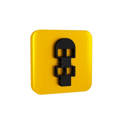 Photo for Black Hopscotch icon isolated on transparent background. Children asphalt coating drawing. Yellow square button.. - Royalty Free Image