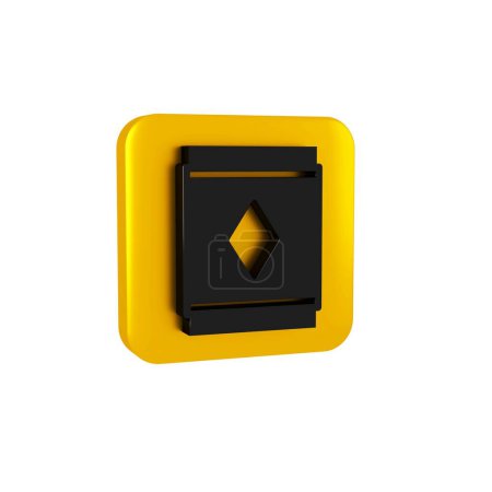 Photo for Black Magic carpet icon isolated on transparent background. Yellow square button.. - Royalty Free Image