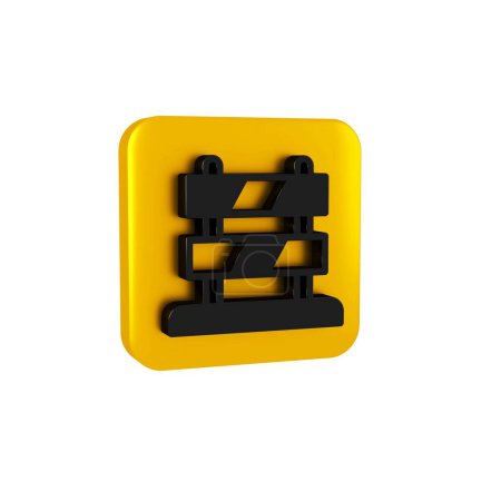 Photo for Black End of railway tracks icon isolated on transparent background. Stop sign. Railroad buffer end to destination. Yellow square button.. - Royalty Free Image