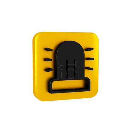 Photo for Black Flasher siren icon isolated on transparent background. Emergency flashing siren. Yellow square button.. - Royalty Free Image
