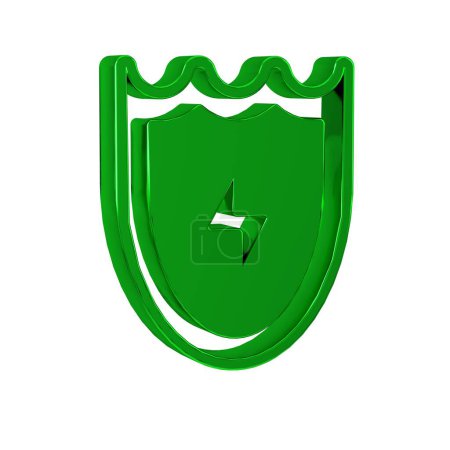 Foto de Icono de Rayo verde y escudo aislado sobre fondo transparente. Escudo de alto voltaje. Energía segura. . - Imagen libre de derechos
