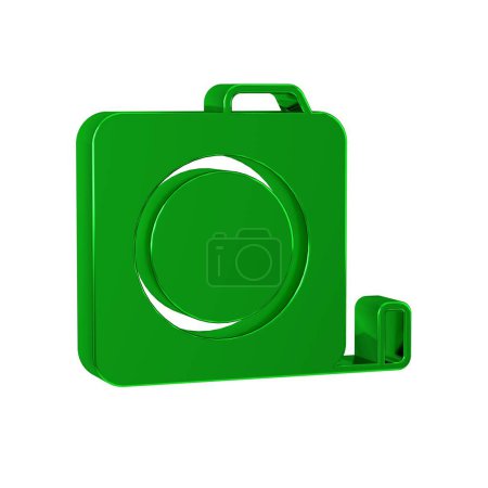 Téléchargez les photos : Icône de construction de roulette verte isolée sur fond transparent. Bande de mesure symbole. - en image libre de droit