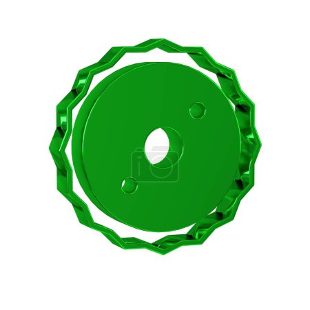Téléchargez les photos : Icône de lame de scie circulaire verte isolée sur fond transparent. Roue de scie. - en image libre de droit