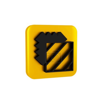 Photo for Black Layers clothing textile icon isolated on transparent background. Element of fabric features. Yellow square button. - Royalty Free Image