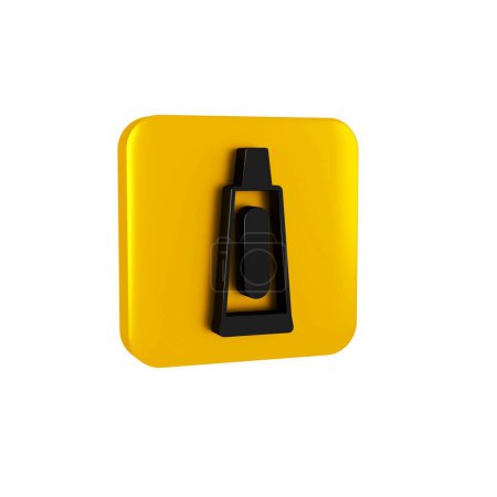Foto de Tubo negro de dentífrico aislado sobre fondo transparente. Botón cuadrado amarillo. - Imagen libre de derechos