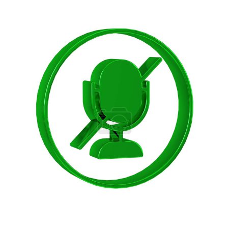 Téléchargez les photos : Icône de microphone vert Mute isolée sur fond transparent. Microphone audio coupé. - en image libre de droit