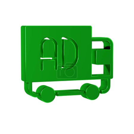 Photo for Green Advertising on truck icon isolated on transparent background. Concept of marketing and promotion process. Responsive ads. Social media advertising. - Royalty Free Image