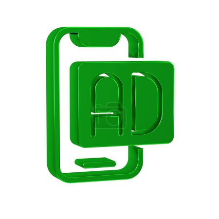 Photo for Green Advertising icon isolated on transparent background. Concept of marketing and promotion process. Responsive ads. Social media advertising. - Royalty Free Image