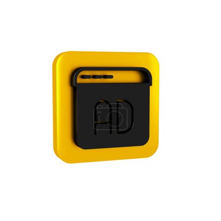 Photo for Black Advertising icon isolated on transparent background. Concept of marketing and promotion process. Responsive ads. Social media advertising. Yellow square button. - Royalty Free Image