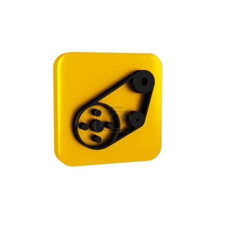 Photo for Black Timing belt kit icon isolated on transparent background. Yellow square button. - Royalty Free Image