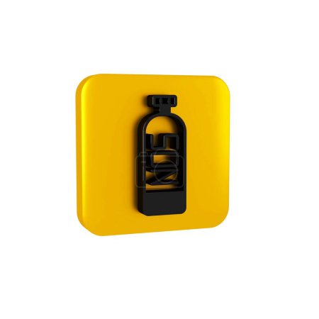 Foto de Icono de óxido nitroso negro aislado sobre fondo transparente. Botón cuadrado amarillo. - Imagen libre de derechos