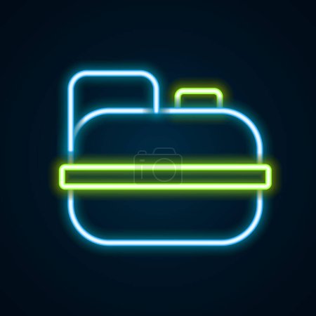 Illustration for Glowing neon line Canister for gasoline icon isolated on black background. Diesel gas icon. Colorful outline concept. Vector - Royalty Free Image