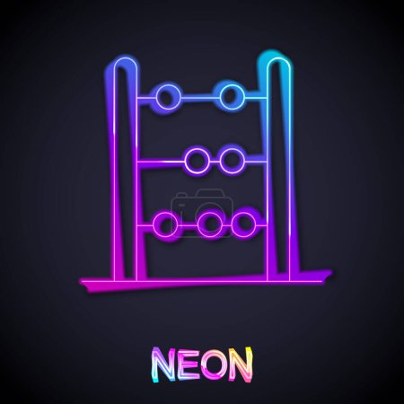 Illustration for Glowing neon line Abacus icon isolated on black background. Traditional counting frame. Education sign. Mathematics school.  Vector - Royalty Free Image