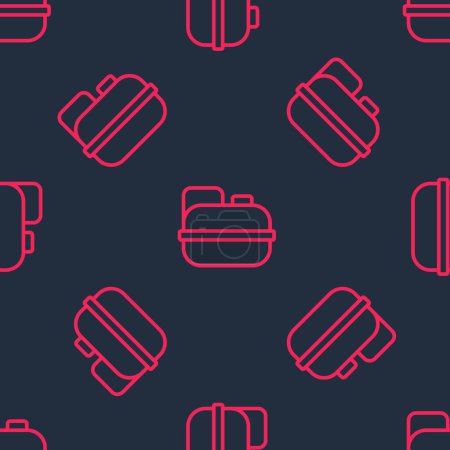 Illustration for Red line Canister for gasoline icon isolated seamless pattern on black background. Diesel gas icon.  Vector - Royalty Free Image