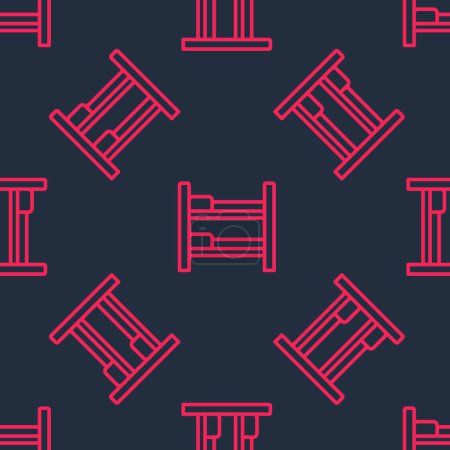 Ilustración de Línea roja Litera icono aislado patrón sin costuras sobre fondo negro. Vector - Imagen libre de derechos