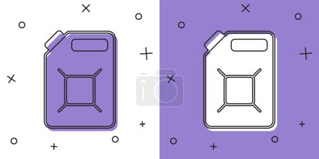 Illustration for Set Canister for gasoline icon isolated on white and purple background. Diesel gas icon.  Vector - Royalty Free Image