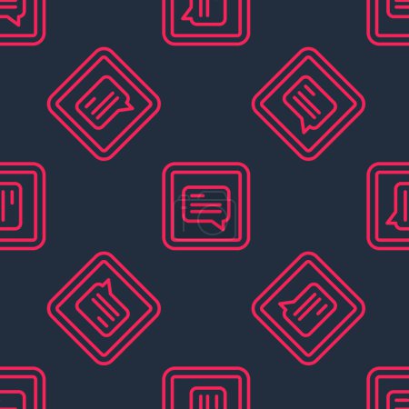 Illustration for Red line Video with subtitles icon isolated seamless pattern on black background.  Vector - Royalty Free Image