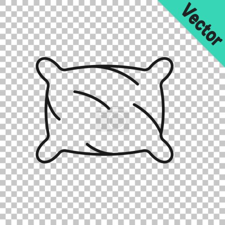 Illustration for Black line Rectangular pillow icon isolated on transparent background. Cushion sign. Orthopedic pillow.  Vector - Royalty Free Image