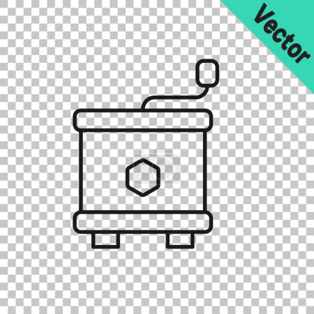 Illustration for Black line Honey extractor icon isolated on transparent background. Mechanical device for honey extraction from honeycombs.  Vector - Royalty Free Image