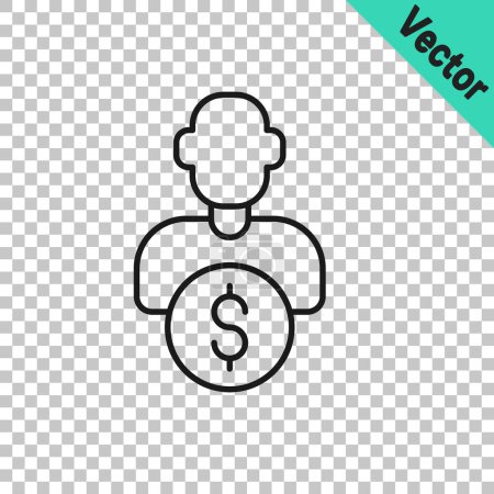 Illustration for Black line Business investor or capital providers icon isolated on transparent background.  Vector - Royalty Free Image