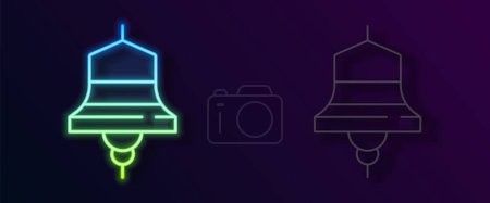 Glowing neon line Ship bell icon isolated on black background. Vector. Poster 623812444