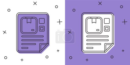 Ilustración de Establecer icono Waybill aislado sobre fondo blanco y púrpura. Vector. - Imagen libre de derechos