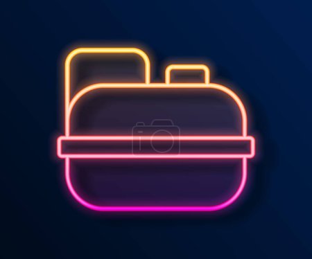 Illustration for Glowing neon line Canister for gasoline icon isolated on black background. Diesel gas icon.  Vector - Royalty Free Image
