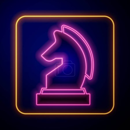Illustration for Glowing neon Chess icon isolated on black background. Business strategy. Game, management, finance.  Vector - Royalty Free Image