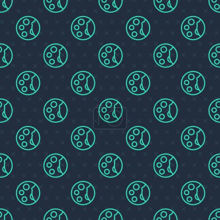 Ilustración de Green line Moon phases icon isolated seamless pattern on blue background.  Vector - Imagen libre de derechos