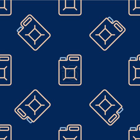 Illustration for Line Canister for gasoline icon isolated seamless pattern on blue background. Diesel gas icon.  Vector - Royalty Free Image