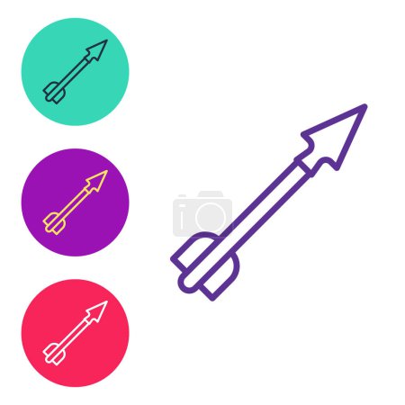 Ilustración de Set line Medieval arrow icon isolated on white background. Medieval weapon. Set icons colorful. Vector - Imagen libre de derechos