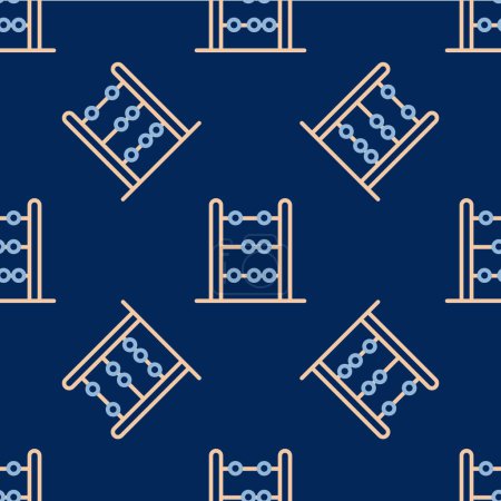 Illustration for Line Abacus icon isolated seamless pattern on blue background. Traditional counting frame. Education sign. Mathematics school. Vector. - Royalty Free Image