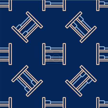 Ilustración de Line Bunk bed icon isolated seamless pattern on blue background. Vector. - Imagen libre de derechos