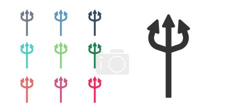 Ilustración de Black Trident devil icon isolated on white background. Happy Halloween party. Set icons colorful. Vector. - Imagen libre de derechos