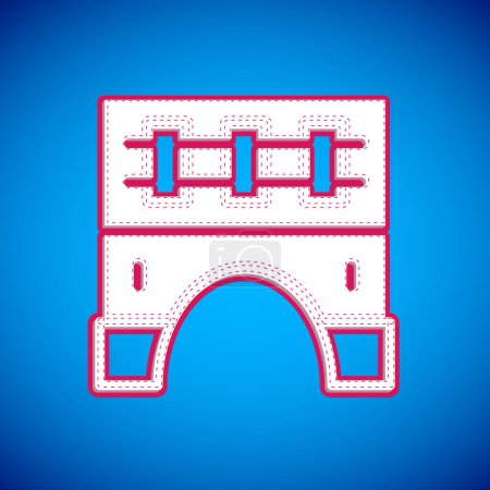 Ilustración de White Bridge for train icon isolated on blue background.  Vector - Imagen libre de derechos