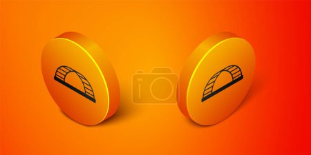 Ilustración de Isometric Monkey bar icon isolated on orange background. Orange circle button. Vector - Imagen libre de derechos