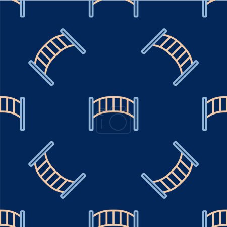 Illustration for Line Playground kids bridge icon isolated seamless pattern on blue background.  Vector - Royalty Free Image