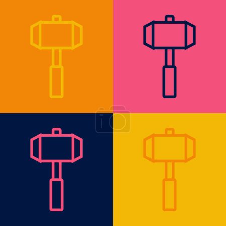 Illustration for Pop art line Sledgehammer icon isolated on color background.  Vector - Royalty Free Image