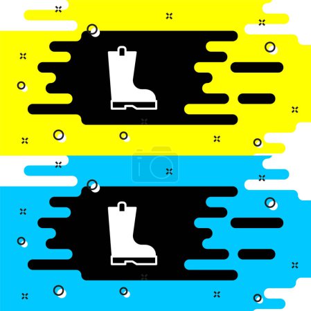 Illustration for White Waterproof rubber boot icon isolated on black background. Gumboots for rainy weather, fishing, gardening.  Vector - Royalty Free Image