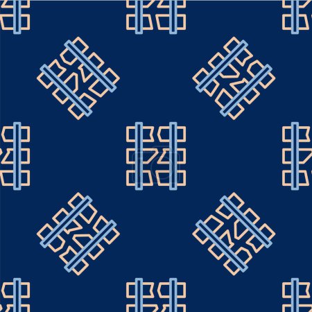 Téléchargez les illustrations : Line Broken or cracked rails on a railway icon isolated seamless pattern on blue background.  Vector - en licence libre de droit