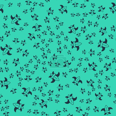 Ilustración de Black Fleur de lys or lily flower icon isolated seamless pattern on green background.  Vector - Imagen libre de derechos