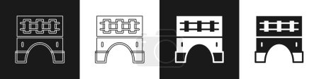 Ilustración de Set Puente para el icono del tren aislado sobre fondo blanco y negro. Vector - Imagen libre de derechos