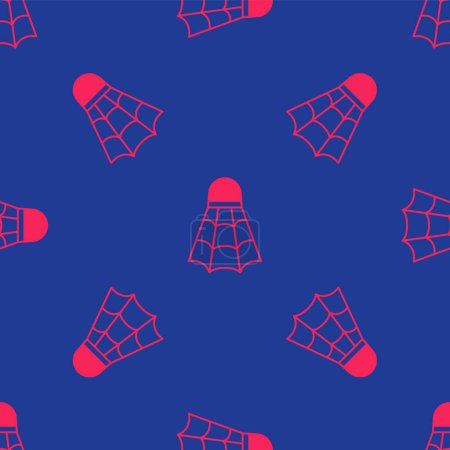 Ilustración de Red Badminton Shuttlecock icono aislado patrón sin costura sobre fondo azul. Equipamiento deportivo. Vector - Imagen libre de derechos