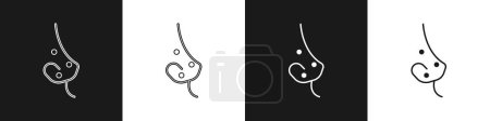 Illustration for Set Acne icon isolated on black and white background. Inflamed pimple on the skin. The sebum in the clogged pore promotes the growth of a bacteria.  Vector - Royalty Free Image