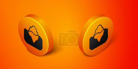 Illustration for Isometric Iceberg icon isolated on orange background. Orange circle button. Vector - Royalty Free Image