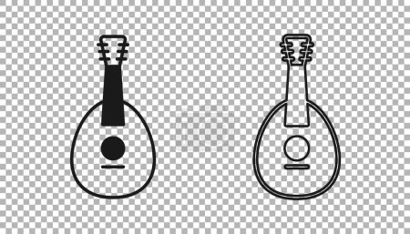 Téléchargez les illustrations : Icône de mandoline instrument de musique traditionnel noir isolé sur fond transparent. Vecteur - en licence libre de droit