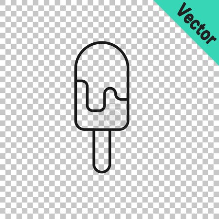 Illustration for Black line Ice cream icon isolated on transparent background. Sweet symbol.  Vector - Royalty Free Image
