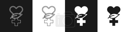 Ilustración de Set Icono de Etnociencia aislado sobre fondo blanco y negro. Jardinería, etnociencia y concepto orgánico. Vector - Imagen libre de derechos